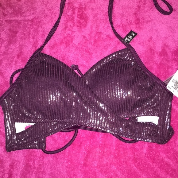 E09 - Victoria Secret PINK XS Swim Top Maroon - Picture 2 of 3